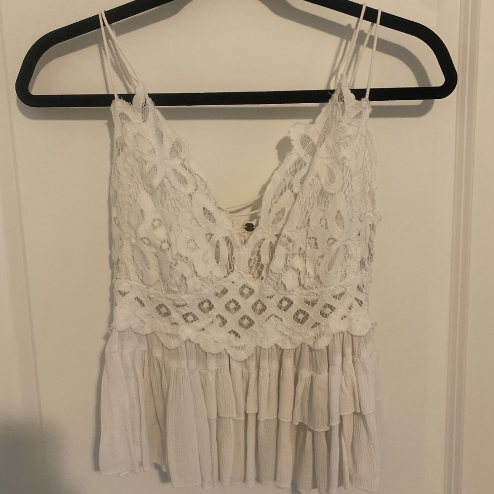 Free People White Lace Camisole Top